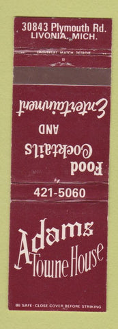 Matchbook Cover - Adams Towne House Livonia MI