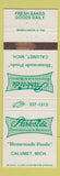 Matchbook Cover - Parkside Restaurant Bakery Calumet MI WEAR