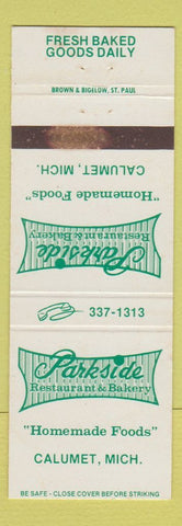 Matchbook Cover - Parkside Restaurant Bakery Calumet MI WEAR