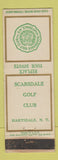 Matchbook Cover - Scarsdale Golf Club Hartsdale NY WORN