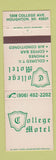 Matchbook Cover - College Motel Houghton MI