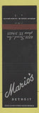 Matchbook Cover - Mario's Detroit MI