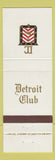 Matchbook Cover - Detroit Club MI