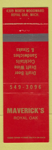 Matchbook Cover - Maverick's Royal Oak MI restaurant