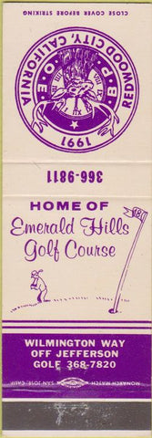 Matchbook Cover - Elks Lodge Redwood City CA golf
