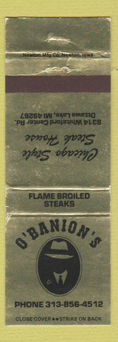 Matchbook Cover - O'Banion's Steaks Ottawa Lake MI WEAR