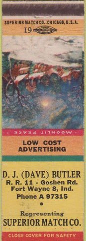 Matchbook Cover - DJ Butler Superior Match Fort Wayne IN