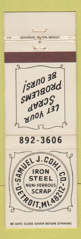 Matchbook Cover - Samuel J Cohl Iron Steel Scrap Detroit MI