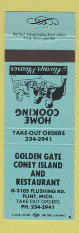 Matchbook Cover - Golden Gate Coney Island Restaurant Flint MI BLUE