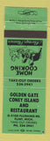 Matchbook Cover - Golden Gate Coney Island Restaurant Flint MI GREEN WEAR