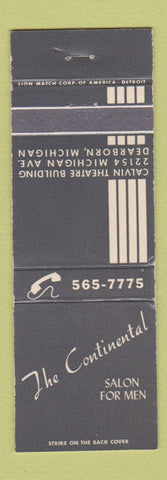 Matchbook Cover - The Continental Salon for Men Dearborn MI