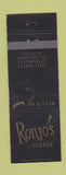Matchbook Cover - Ronjo's Lounge St Clair Shores MI