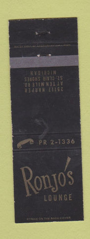 Matchbook Cover - Ronjo's Lounge St Clair Shores MI