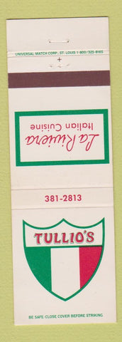Matchbook Cover - Tullio's LA Riviera Italian Restaurant Allen Park MI