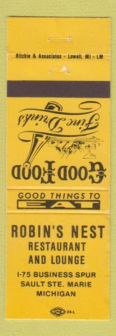 Matchbook Cover - Robin's Nest Restaurant Sault Ste Marie MI WEAR