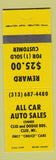 Matchbook Cover - All Car Auto Sales Clio MI