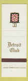 Matchbook Cover - Detroit Club Detroit MI