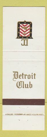 Matchbook Cover - Detroit Club Detroit MI