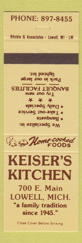 Matchbook Cover - Keiser's Kitchen Lowell MA