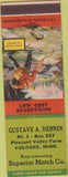 Matchbook Cover - Gustave Dennin Superior Match Cologne MN