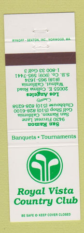 Matchbook Cover - Royal Vista Country Club San Ramon Los Angeles CA