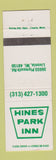 Matchbook Cover - Hines Park Inn Livonia MI
