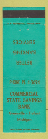 Matchbook Cover - Commercial State Savings Bank Greenville Trufant MI
