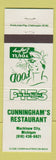 Matchbook Cover - Cunningham's Rsetaurant Mackinaw City MI WEAR