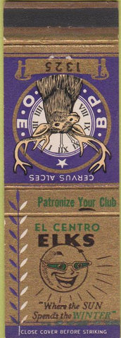 Matchbook Cover - El Centro CA Elks Lodge