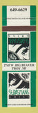 Matchbook Cover - Sebastian's Grill Troy MI