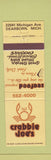 Matchbook Cover - Crabbie Joe's Dearborn MI seafood