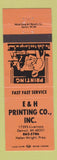 Matchbook Cover - E&H Printing Detroit MI ORANGE