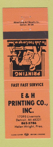Matchbook Cover - E&H Printing Detroit MI ORANGE