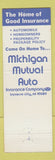 Matchbook Cover - Michigan Mutual Auto Insurance Bryant Temple Dearborn MI