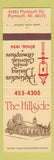 Matchbook Cover - The Hillside Restaurant Plymouth MI