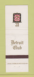 Matchbook Cover - Detroit Club MI