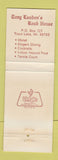 Matchbook Cover - Tony London's Road House Trout Lake MI