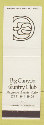 Matchbook Cover - Big Canyon Country Club Newport Beach CA
