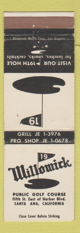 Matchbook Cover - Willowick Golf Course Santa Ana CA