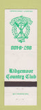 Matchbook Cover - Ridgemoor Country Club