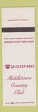 Matchbook Cover - Middletown Country Club Langhorne PA