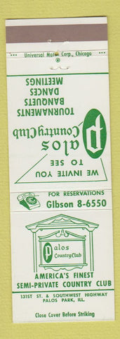 Matchbook Cover - Palos Country Club Palos Park IL