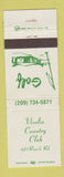 Matchbook Cover - Visalia Country Club CA