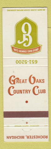 Matchbook Cover - Great Oaks Country Club Rochester MI
