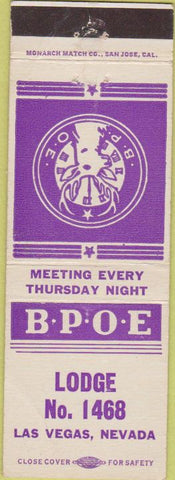 Matchbook Cover - Elks Lodge Las Vegas NV