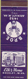 Matchbook Cover - Elks Lodge Beckley WV