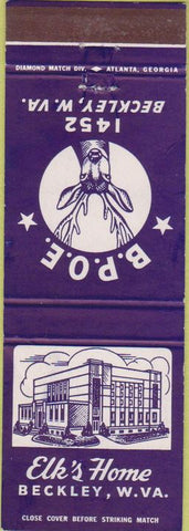 Matchbook Cover - Elks Lodge Beckley WV