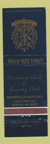 Matchbook Cover - Fairwood Golf Country Club Renton WA