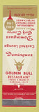 Matchbook Cover - Dominguez Golf Course Golden Bull Restaurant Gardena CA