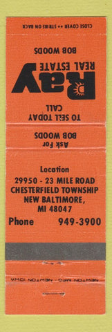Matchbook Cover - Ray Real Estate Bob Woods New Baltimore MI